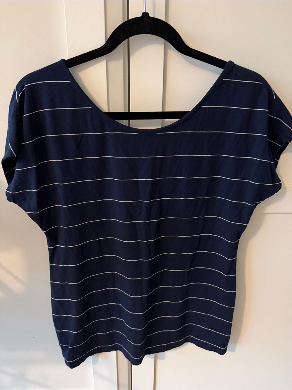 Women’s Navy Striped Short Sleeve Top